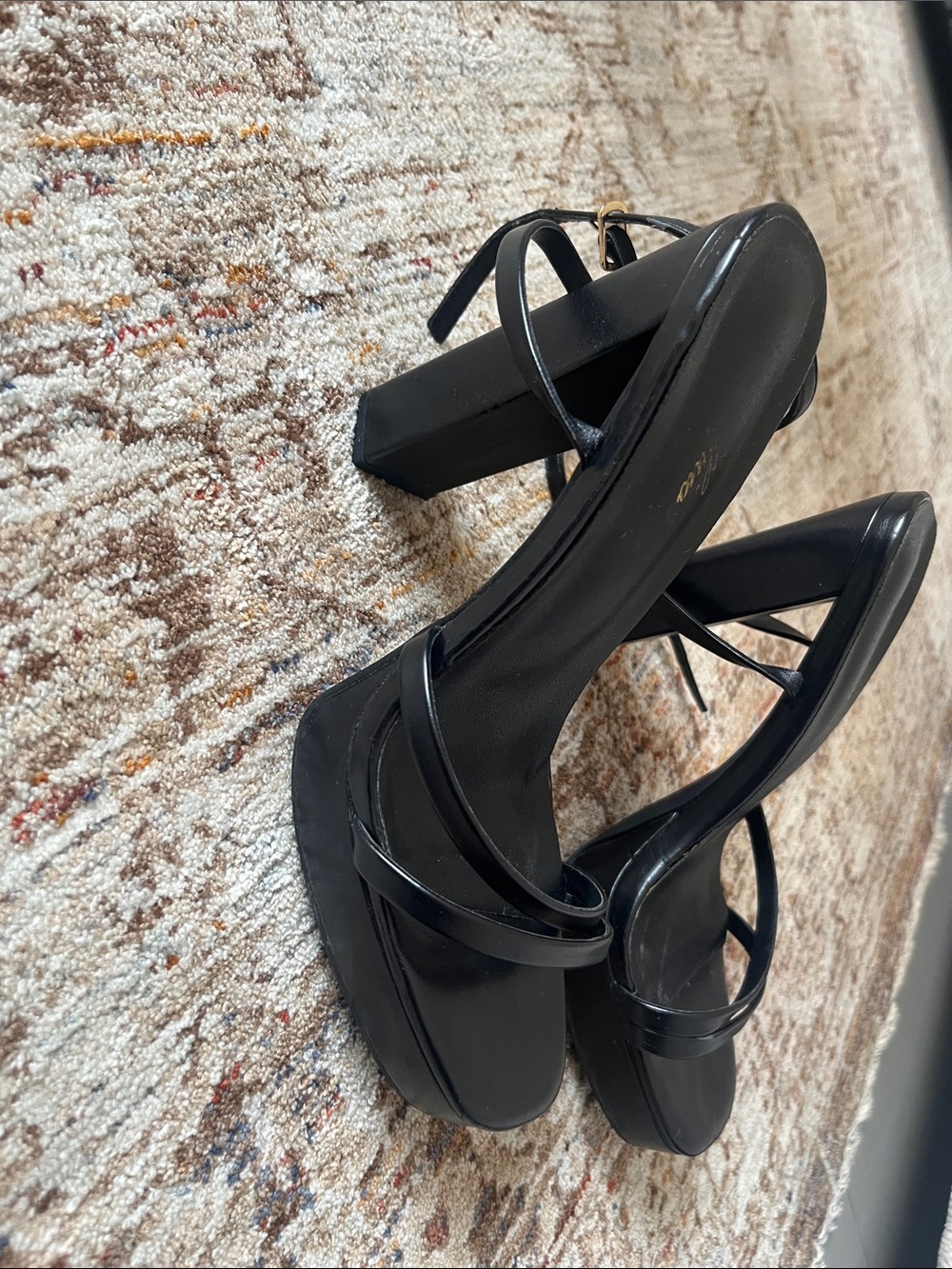 Amazon Black Strappy Block Heel Sandals